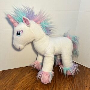 Build-A-Bear‎ Workshop White Unicorn Plush Rainbow Mane Sparkle Horn 028275 16in